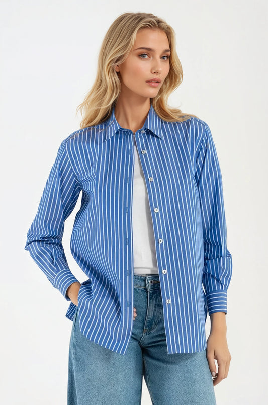 Camicia di Cotone Rigata Blue Milano