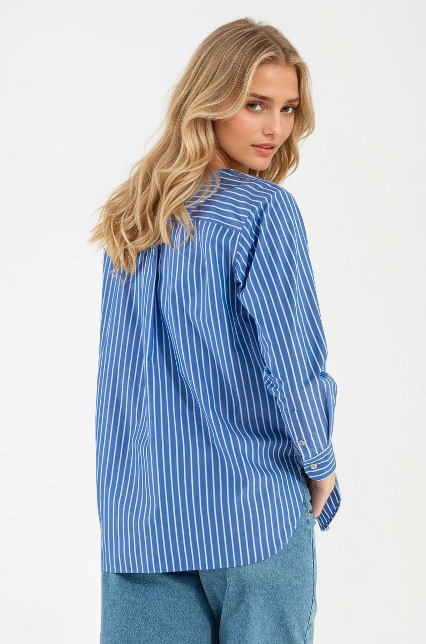 Camicia di Cotone Rigata Blue Milano
