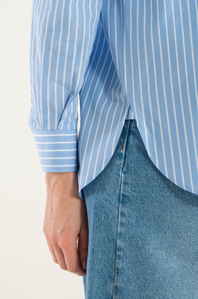 Camicia di Cotone Rigata Celeste Milano