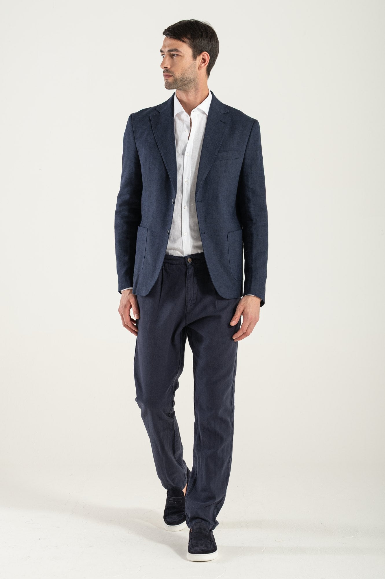 Robe de coton Lino bleu fabriqué en Italie