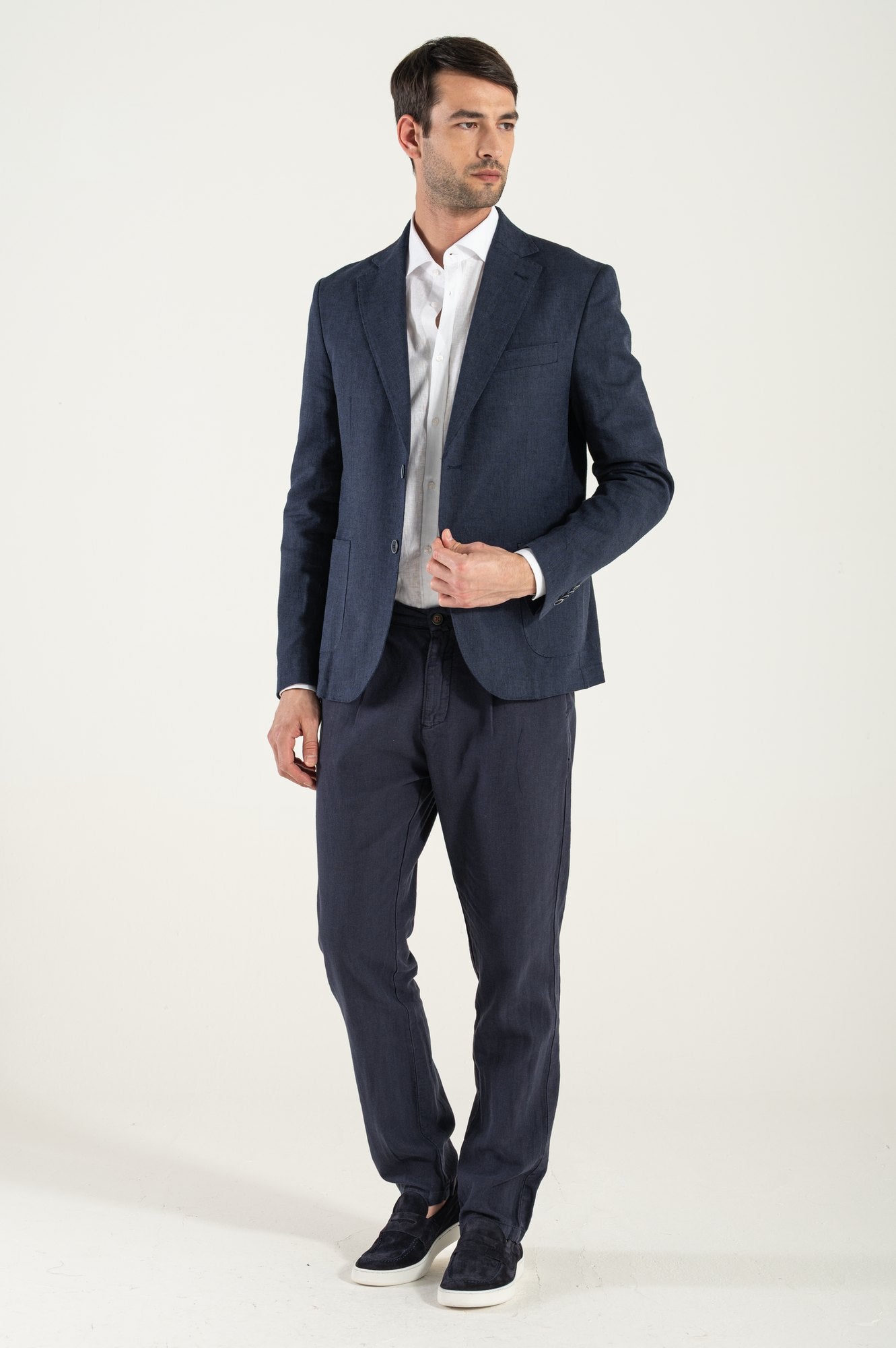 Robe de coton Lino bleu fabriqué en Italie
