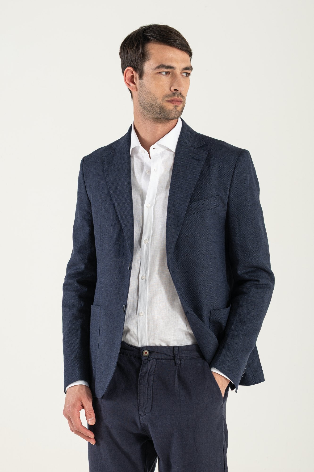 Robe de coton Lino bleu fabriqué en Italie