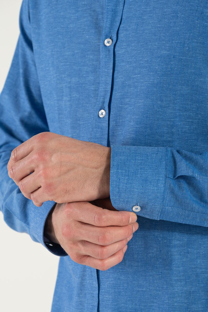 Ocean blue linen shirt