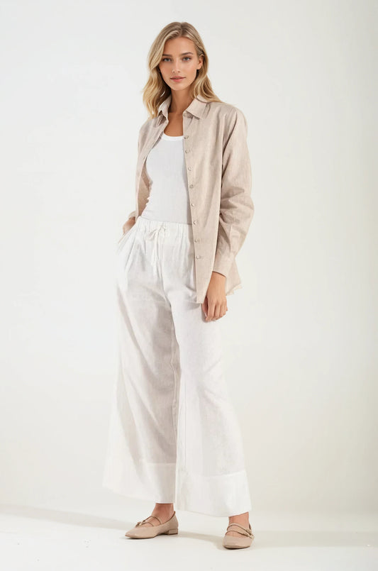 Camicia di Lino Beige Portofino