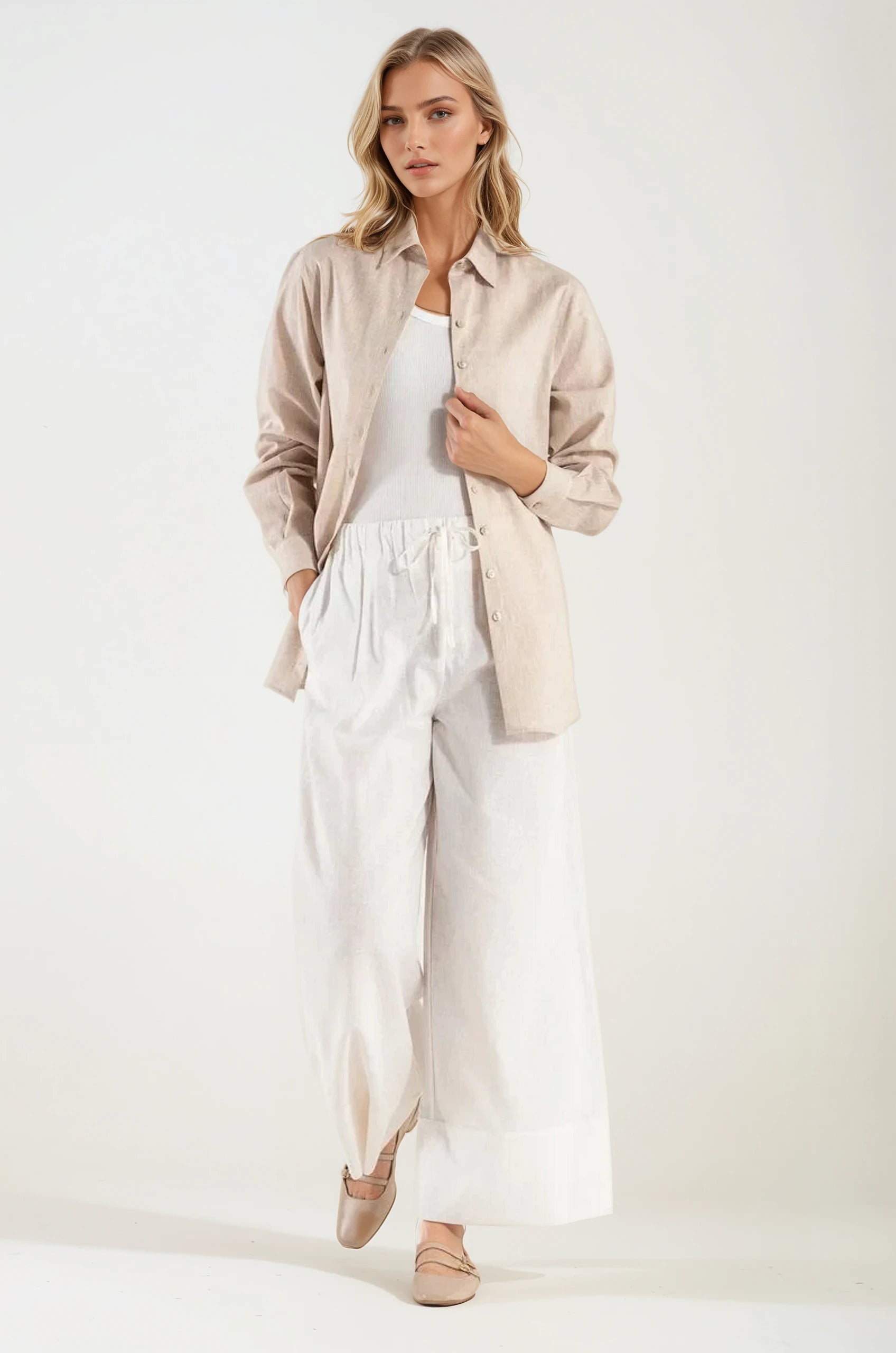 Camicia di Lino Beige Portofino