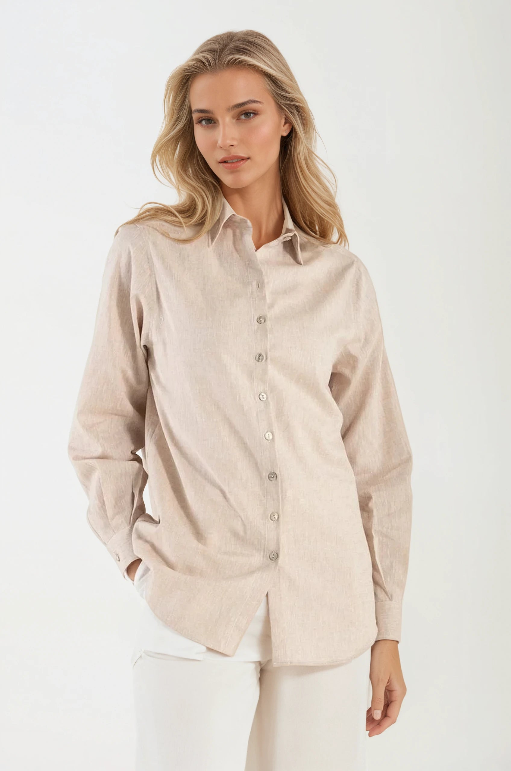 Camicia di Lino Beige Portofino