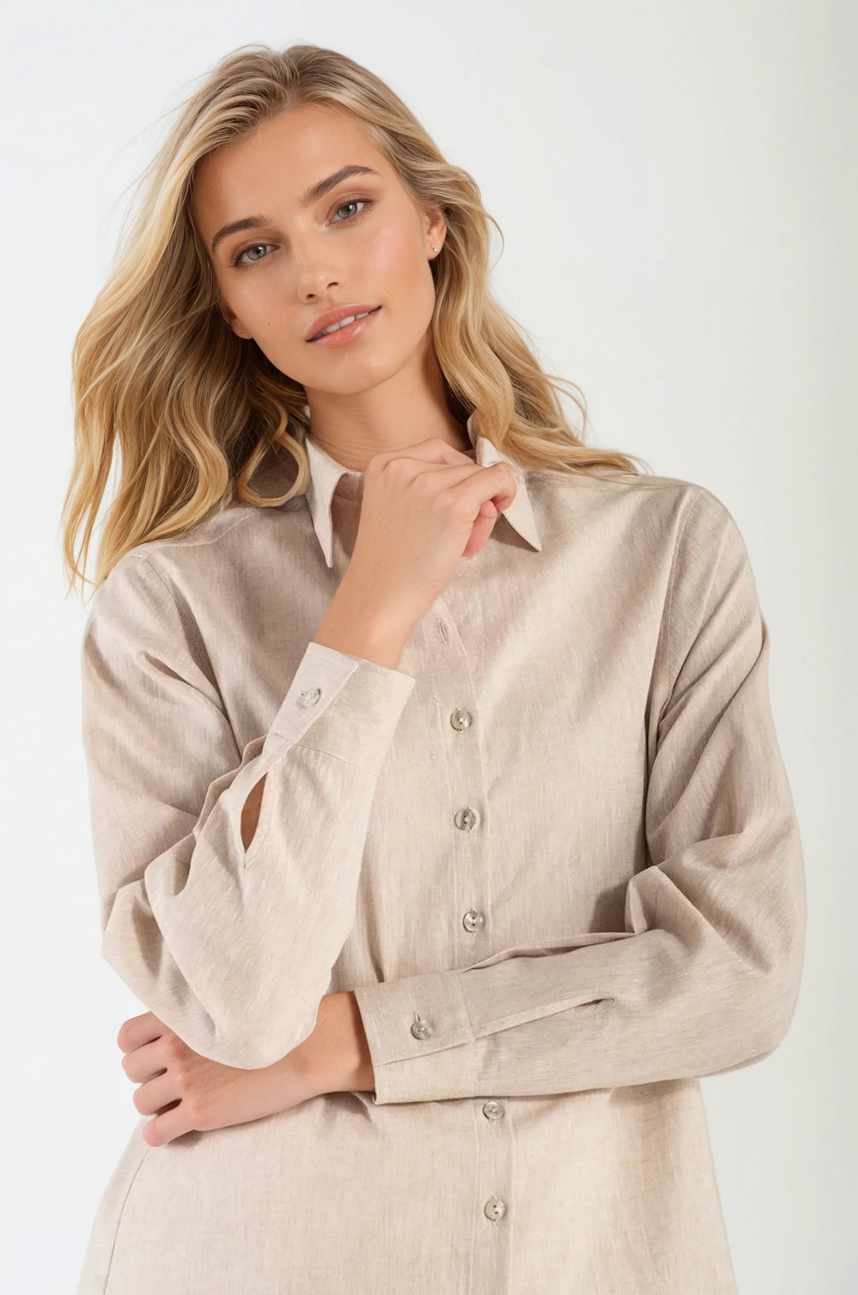 Camicia di Lino Beige Portofino