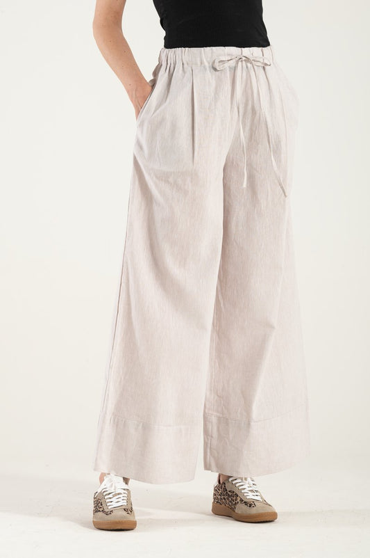 Pantaloni cu șireturi bej