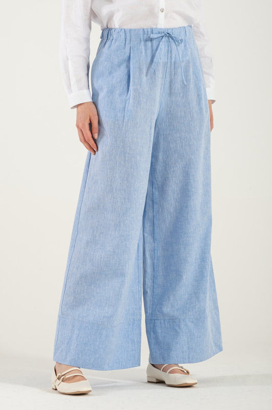 Pantaloni cu șireturi cerești