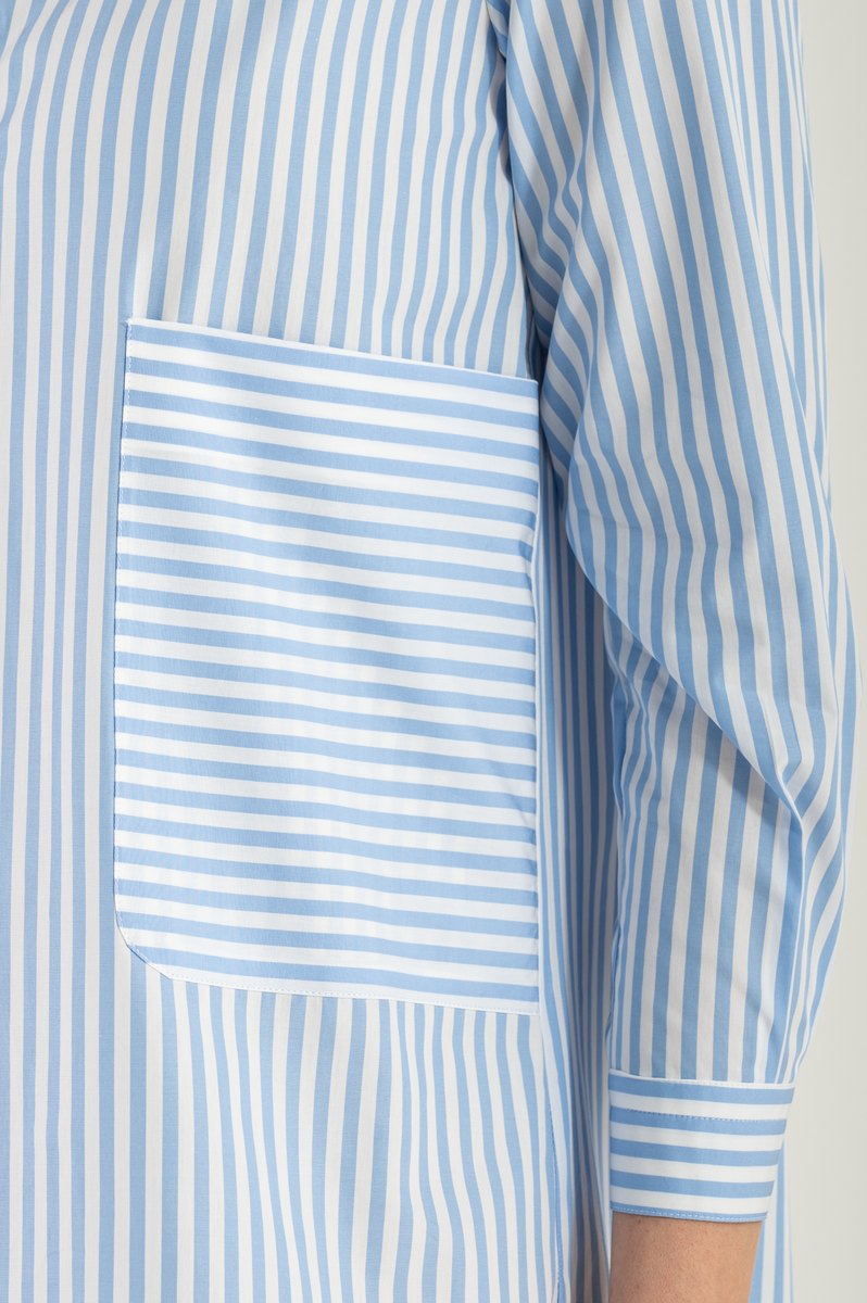 Abito/Camicia di Cotone Righe Celesti