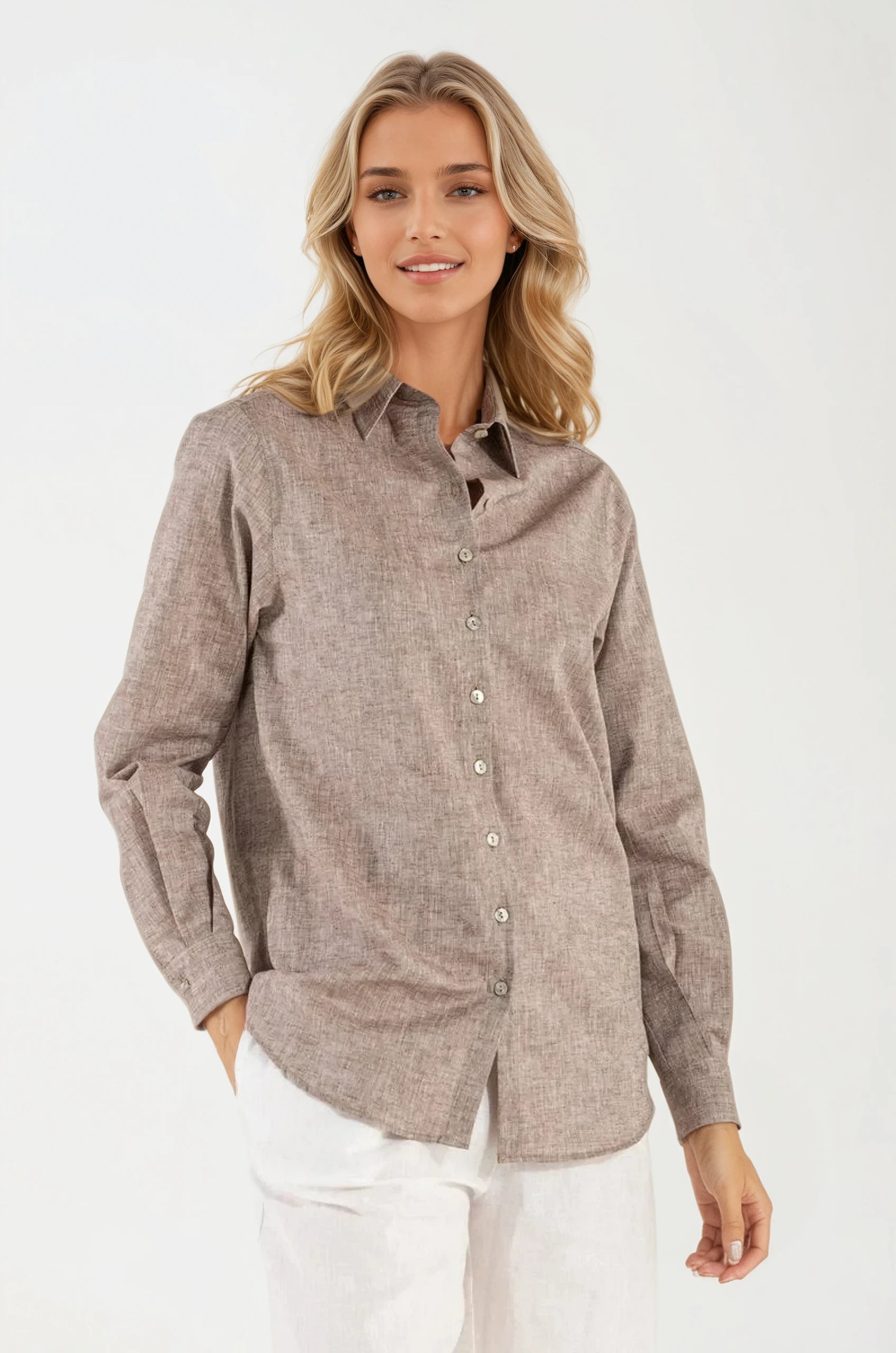Camicia di Lino Camel Portofino