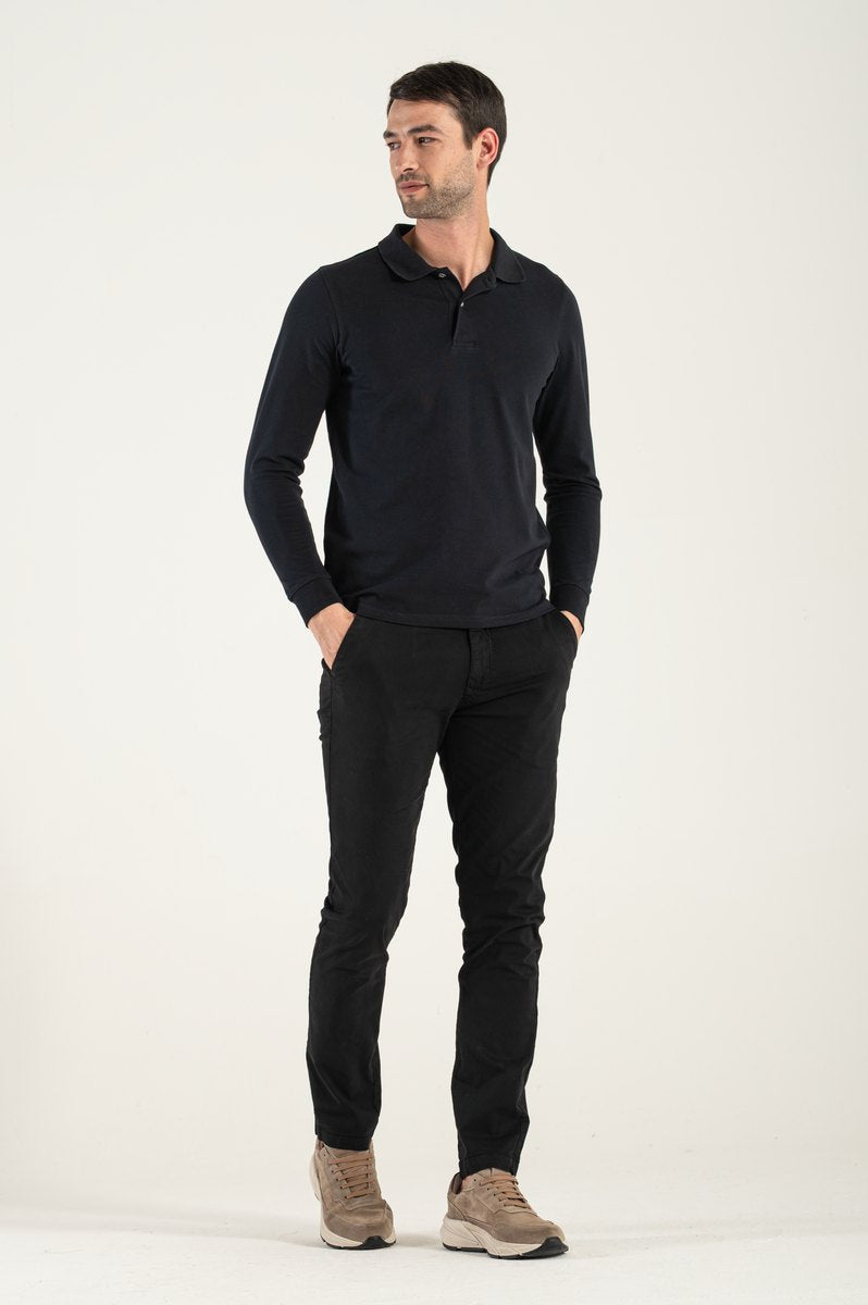 Polo Maniche Lunghe Nera