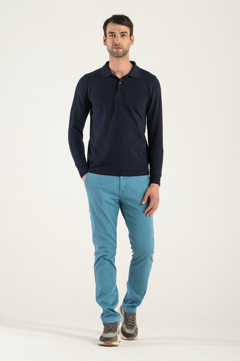 Polo Maniche Lunghe Blue
