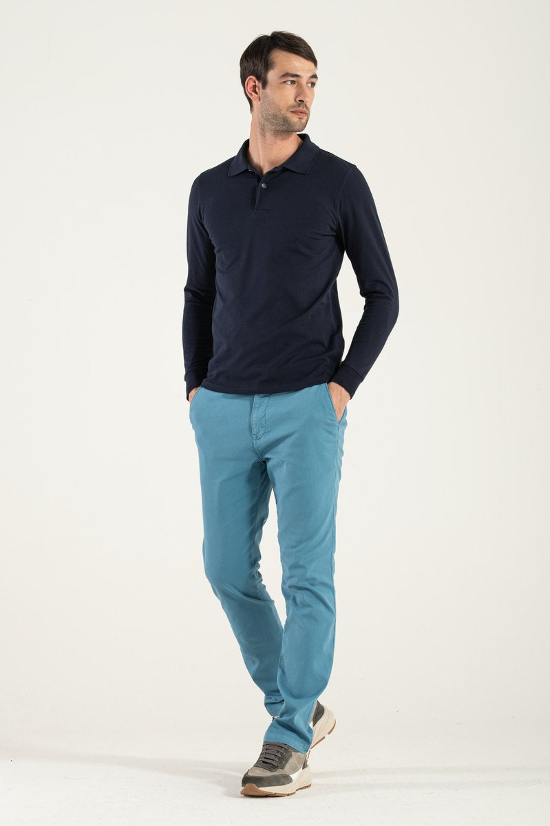 Pantalone in Cotone Celeste