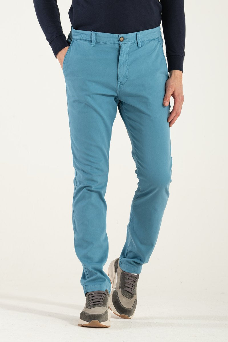 Pantalone in Cotone Celeste