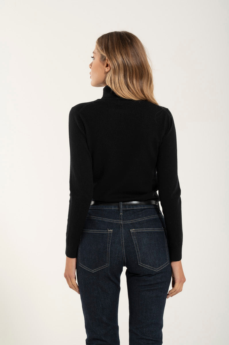 Collo Alto Cashmere e Merino Nero