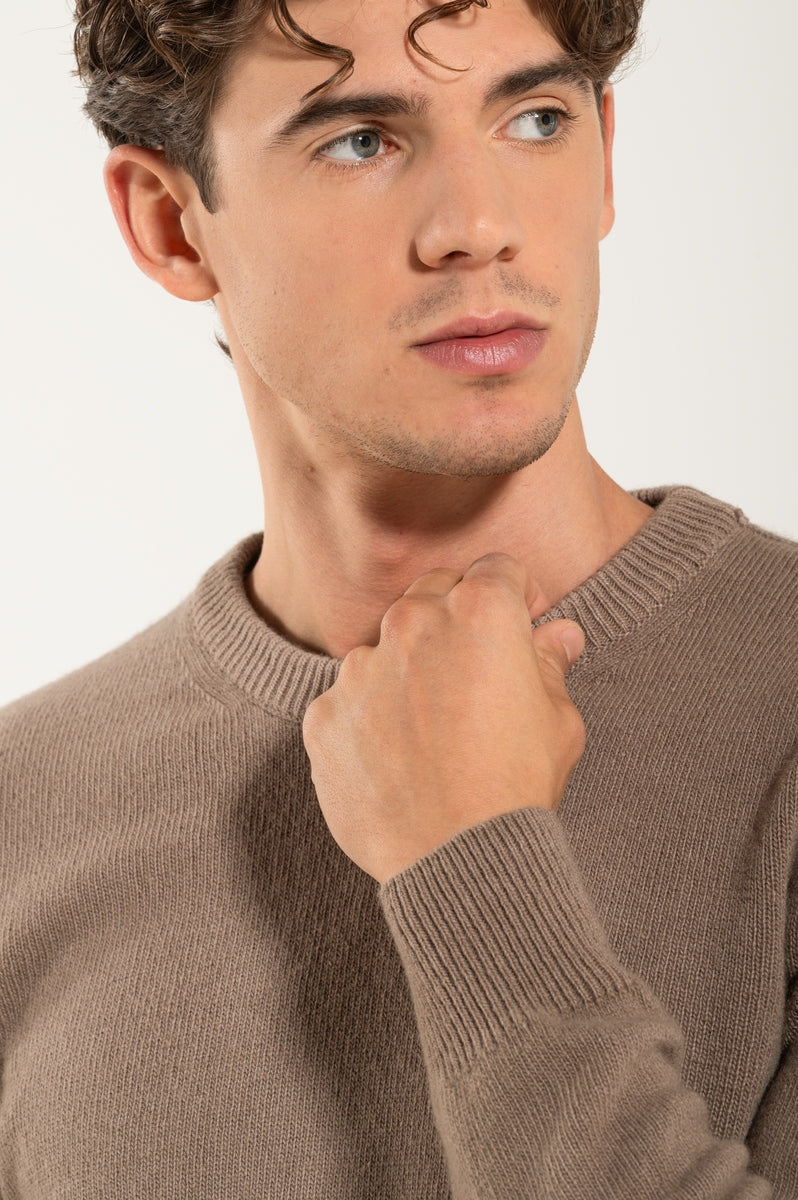 Girocollo Cashmere e Lana Beige Pesante