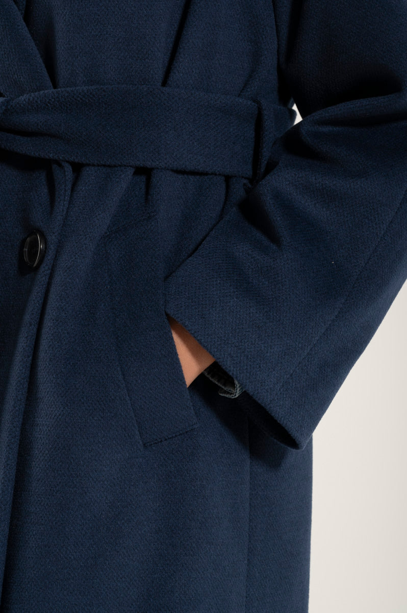 Cappotto Lungo Blue Cashmere e Lana