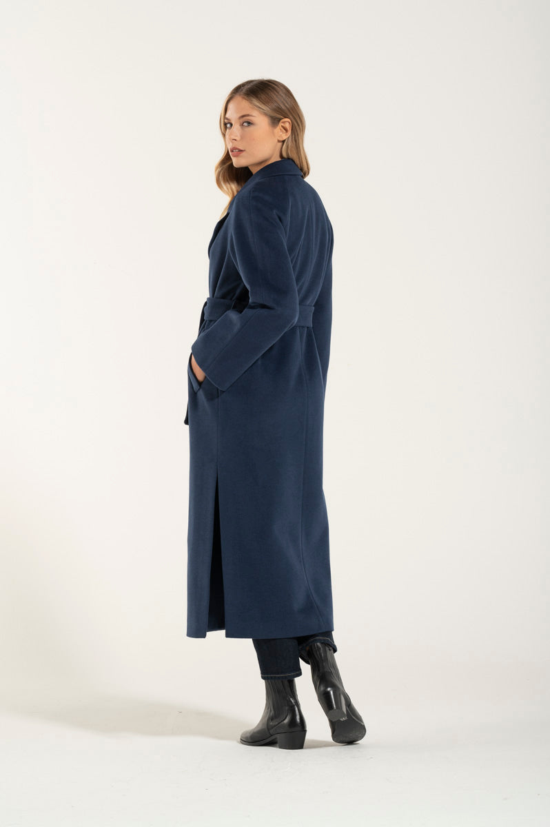 Cappotto Lungo Blue Cashmere e Lana