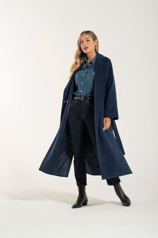 Cappotto Lungo Blue Cashmere e Lana