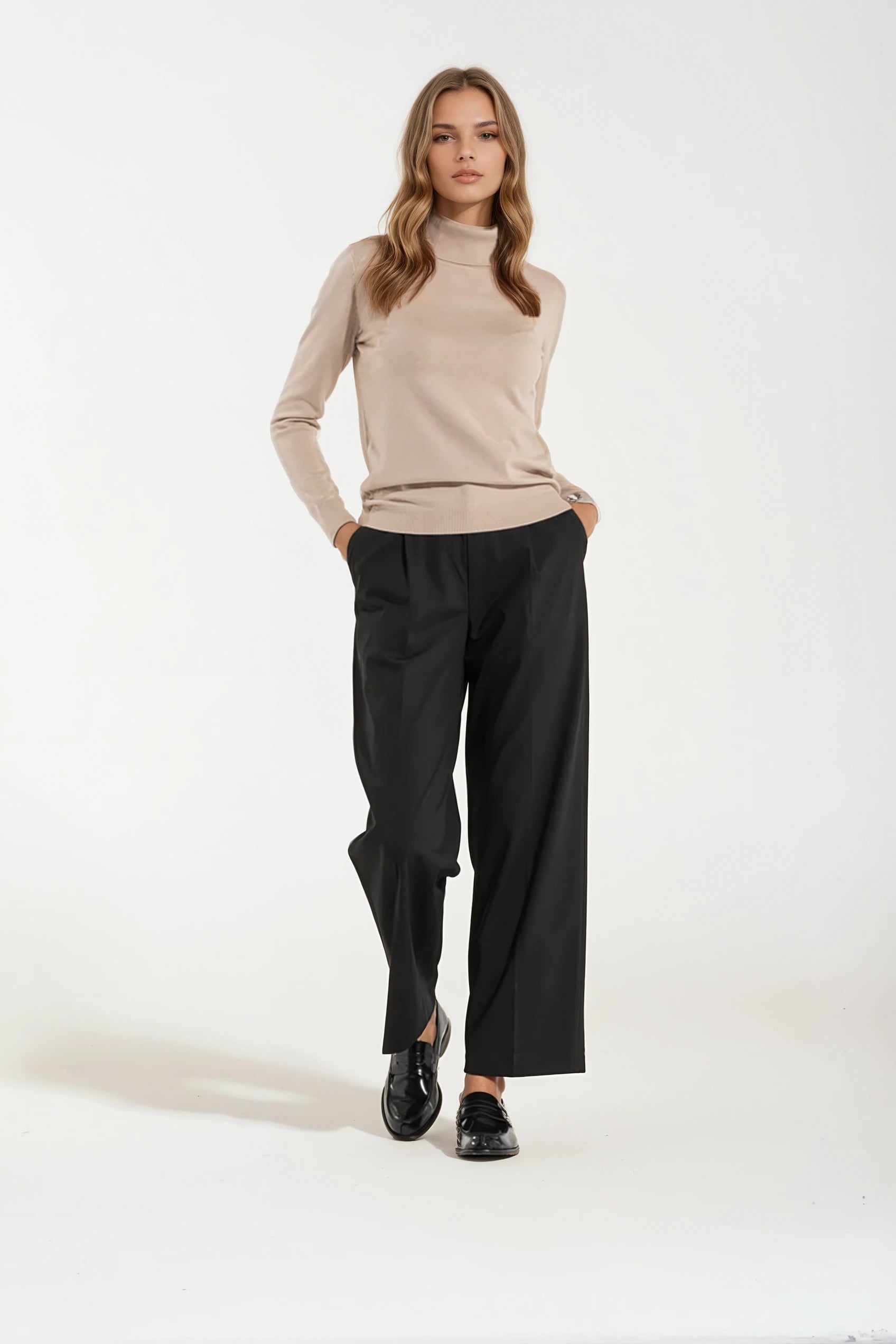 Collo Alto Cashmere e Merino Crema