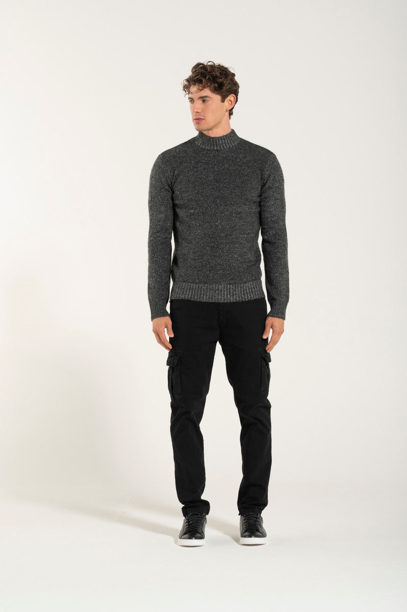 Collo Alto Misto Misto Lana Grigio