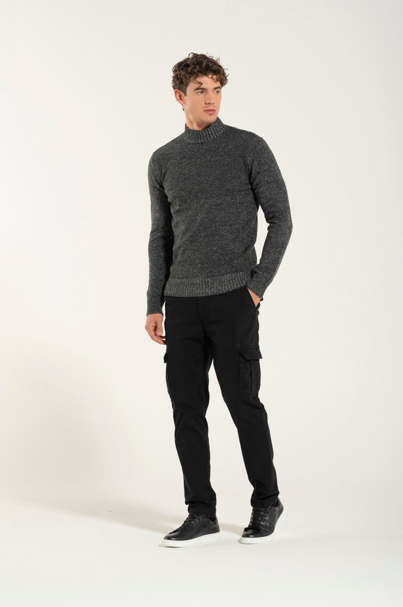 Collo Alto Misto Misto Lana Grigio