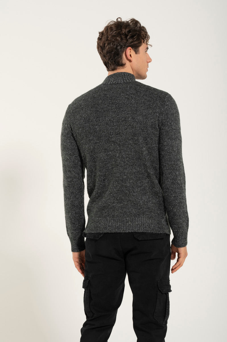 Collo Alto Misto Misto Lana Grigio