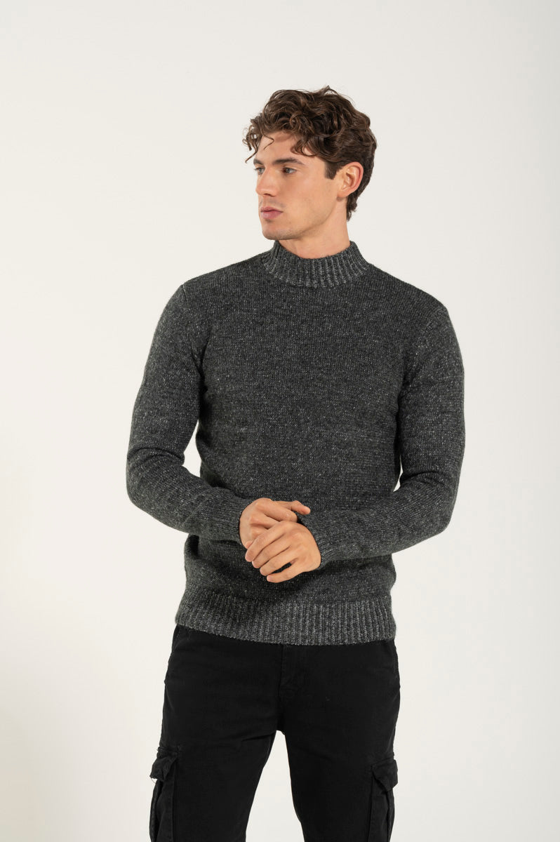 Collo Alto Misto Misto Lana Grigio