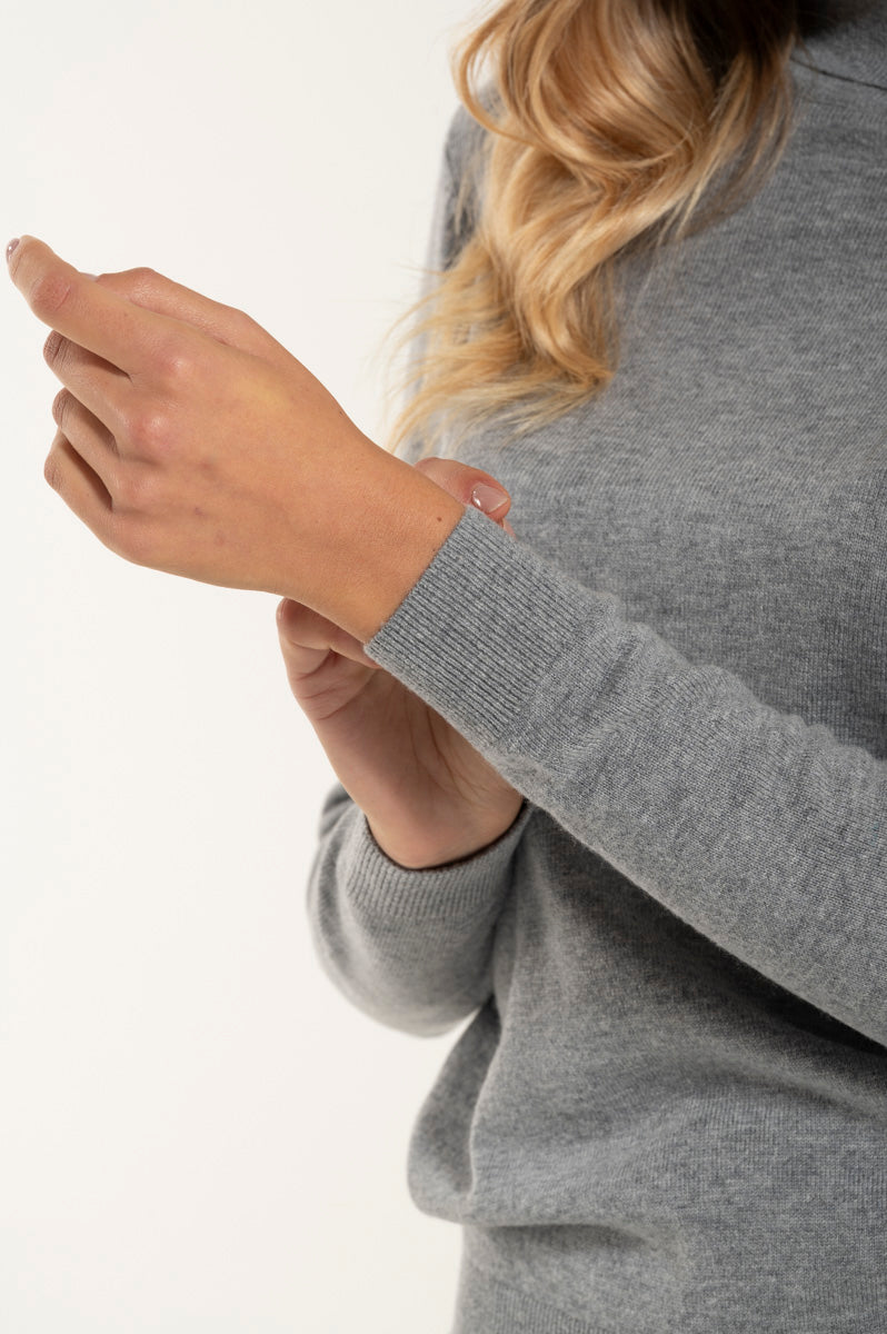 Collo Alto Cashmere e Merino Grigio Chiaro