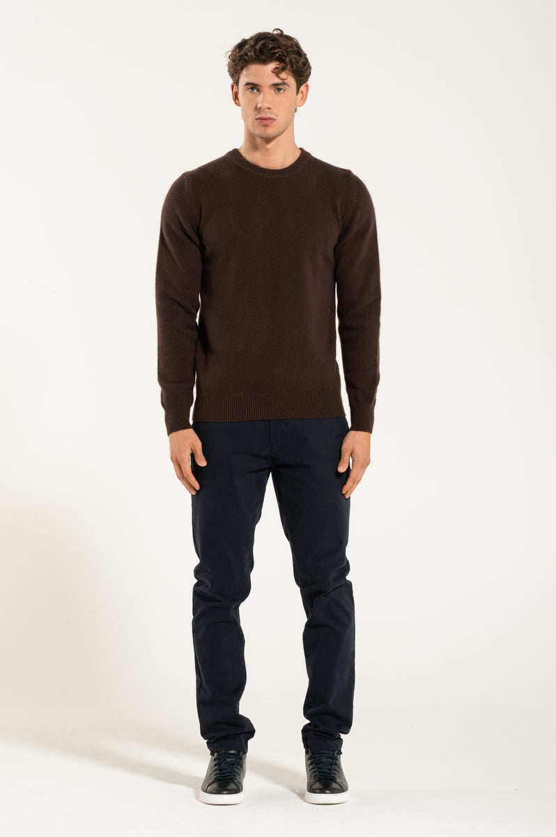 Girocollo Cashmere e Lana Marrone Pesante