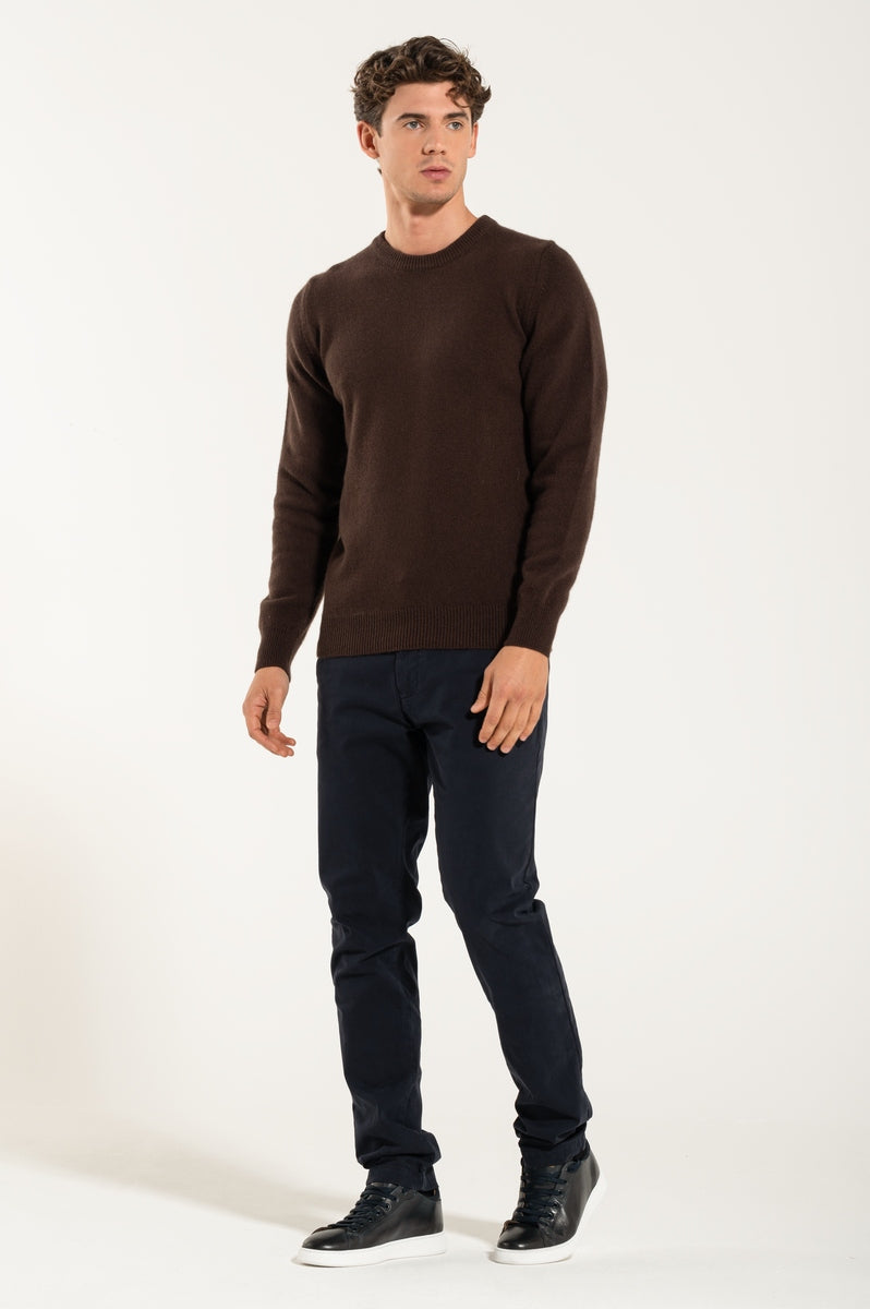 Girocollo Cashmere e Lana Marrone Pesante