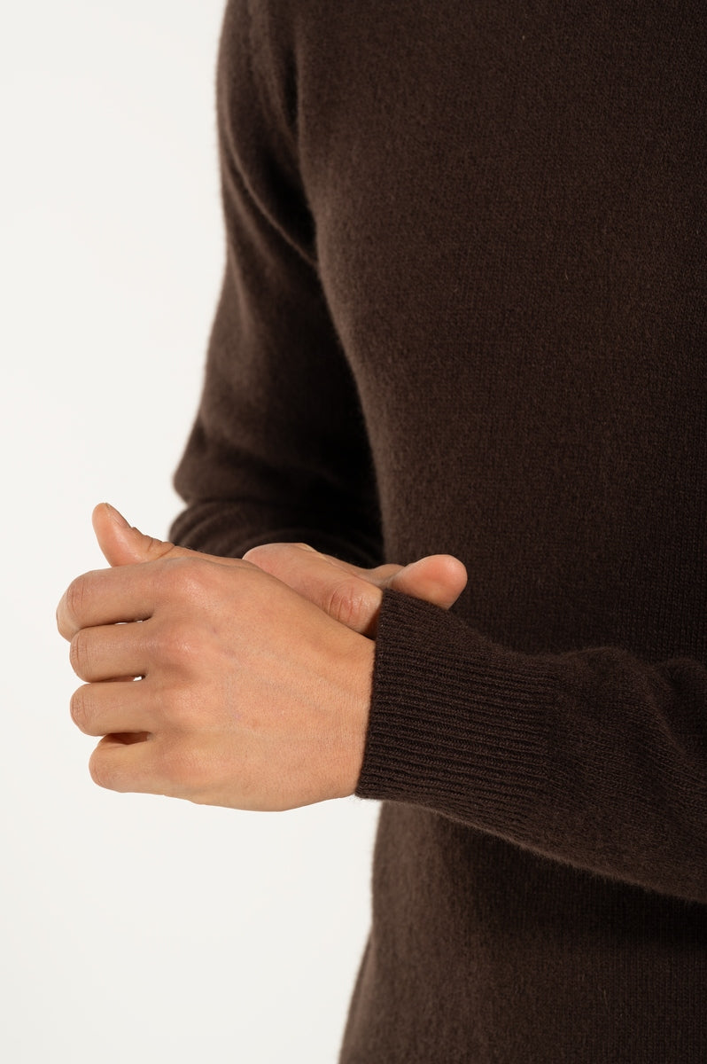 Girocollo Cashmere e Lana Marrone Pesante