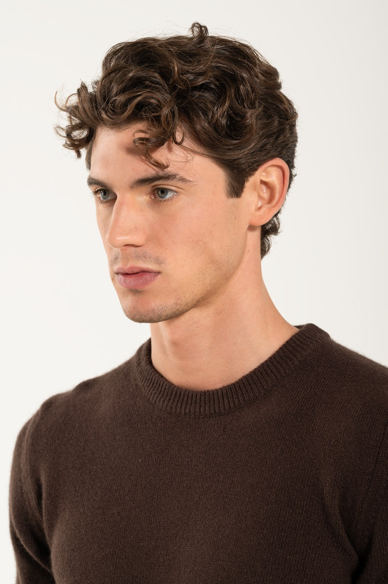 Girocollo Cashmere e Lana Marrone Pesante