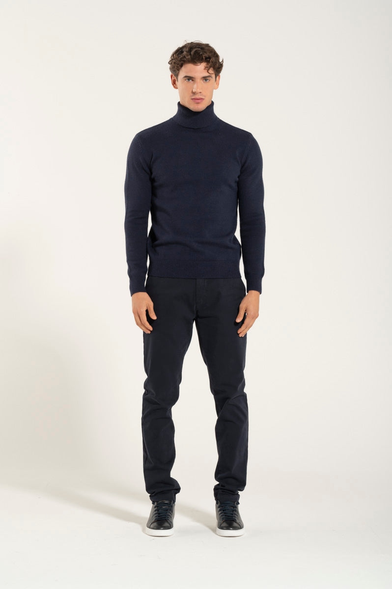 Collo Alto Misto Misto Lana Blue