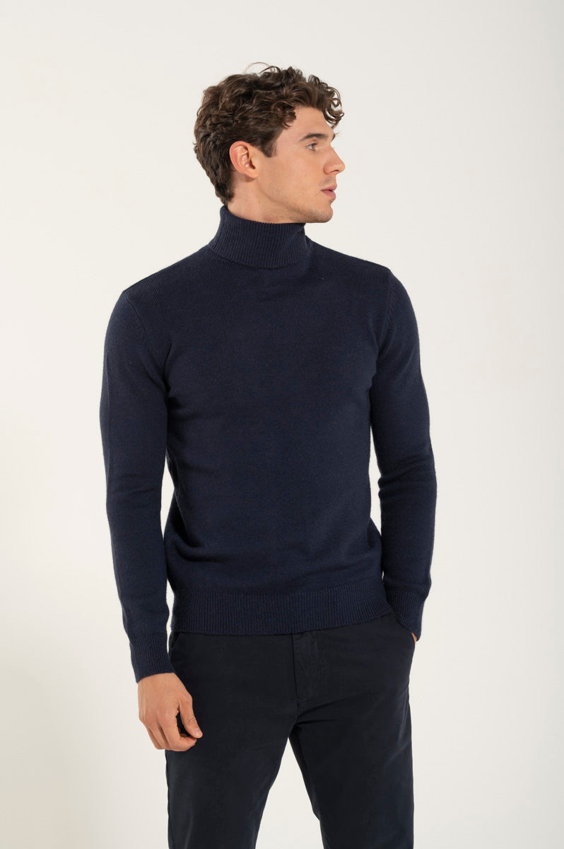 Collo Alto Misto Misto Lana Blue