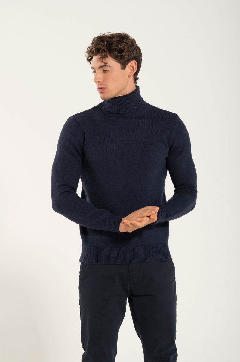 Collo Alto Misto Misto Lana Blue