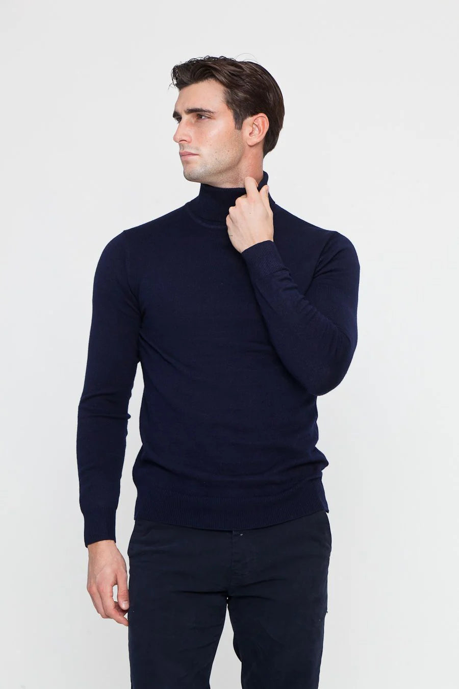 Collo Alto Misto Viscosa Blue Navy