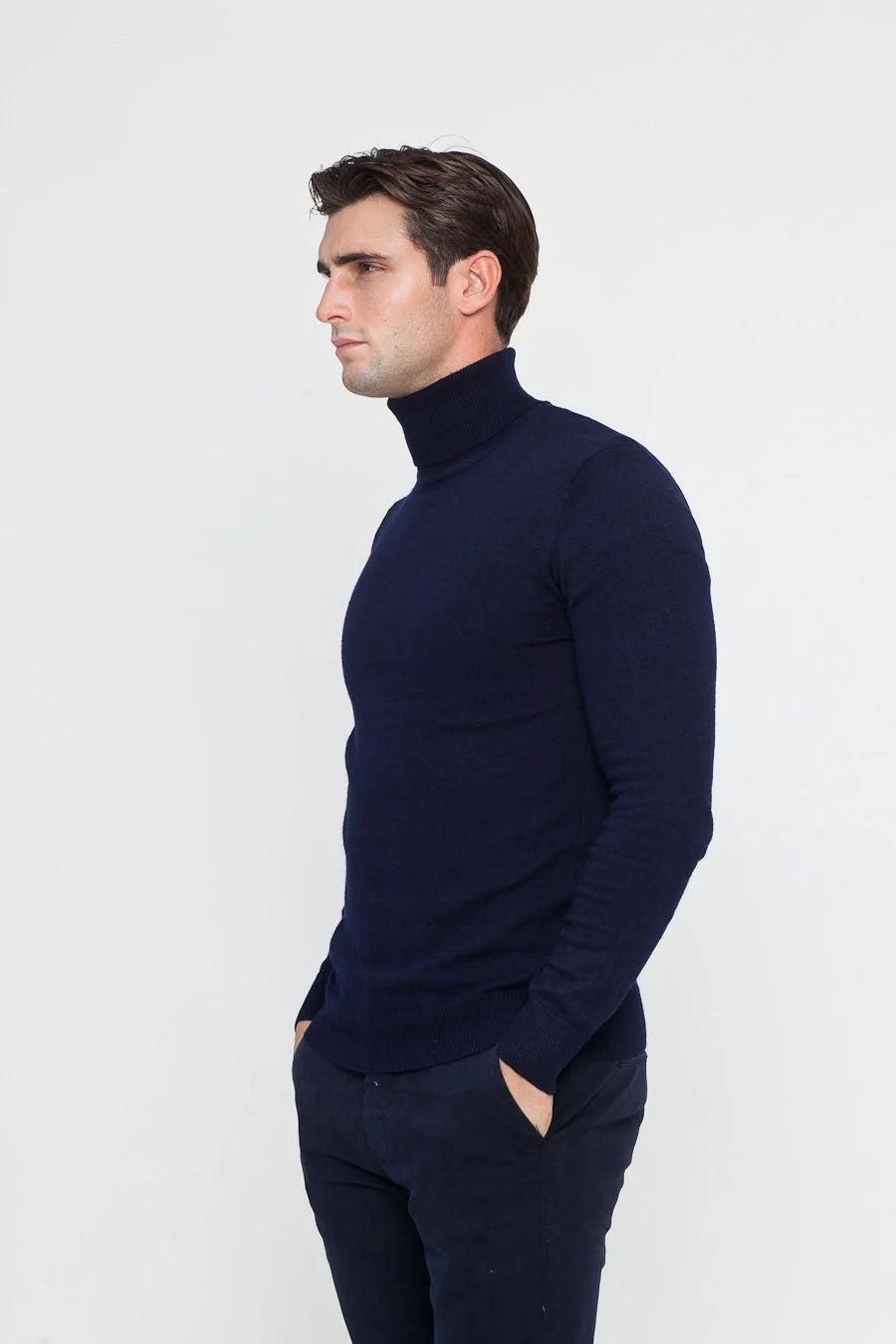 Collo Alto Misto Viscosa Blue Navy