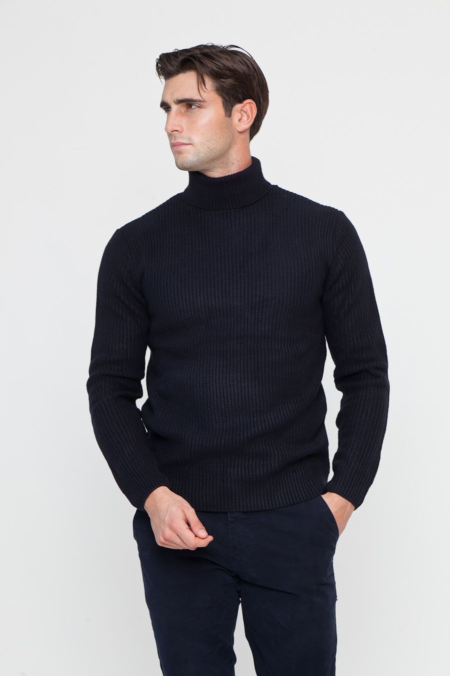 BLACK FRIDAY Maglione Collo Alto Dolcevita Blue