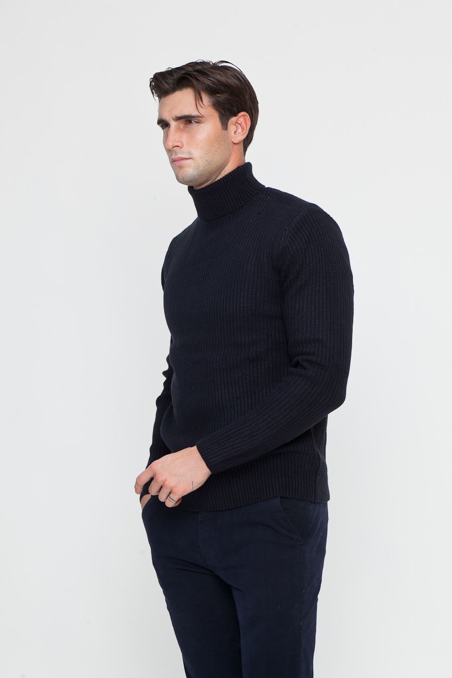 BLACK FRIDAY Maglione Collo Alto Dolcevita Blue