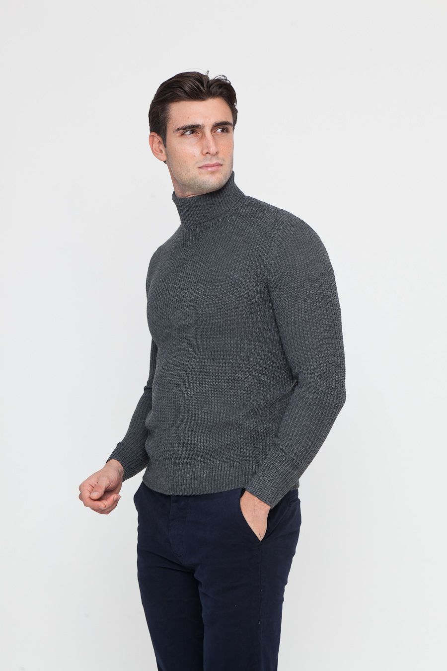 BLACK FRIDAY Maglione Collo Alto Dolcevita Grigio