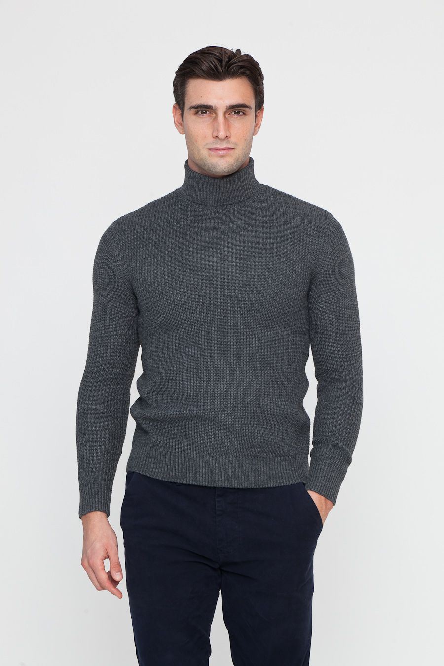 BLACK FRIDAY Maglione Collo Alto Dolcevita Grigio