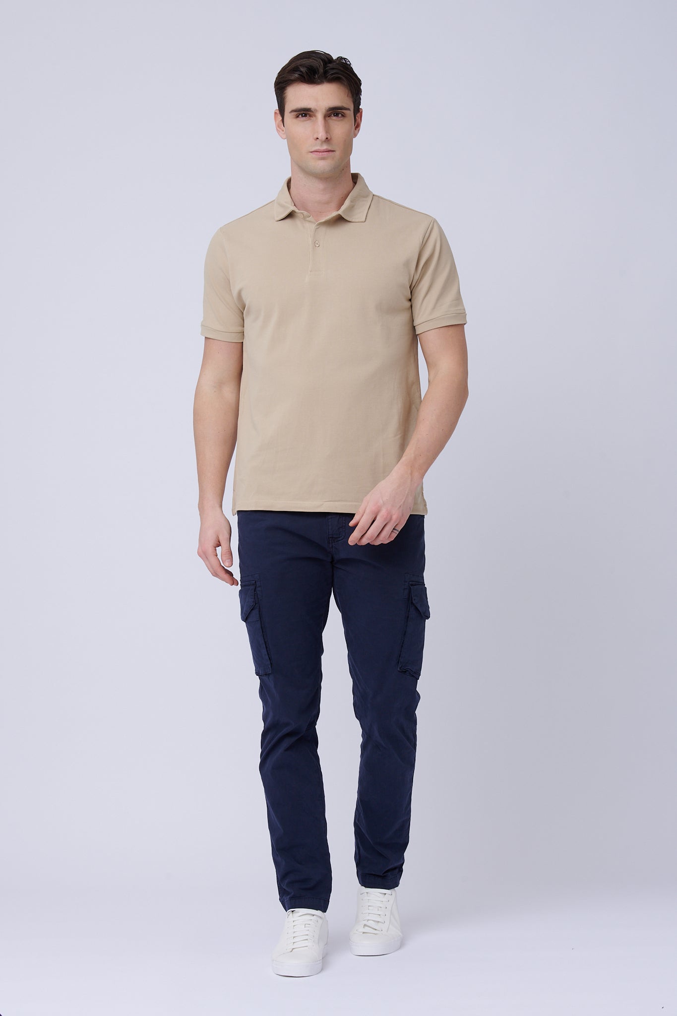 Piqué beige polo shirt