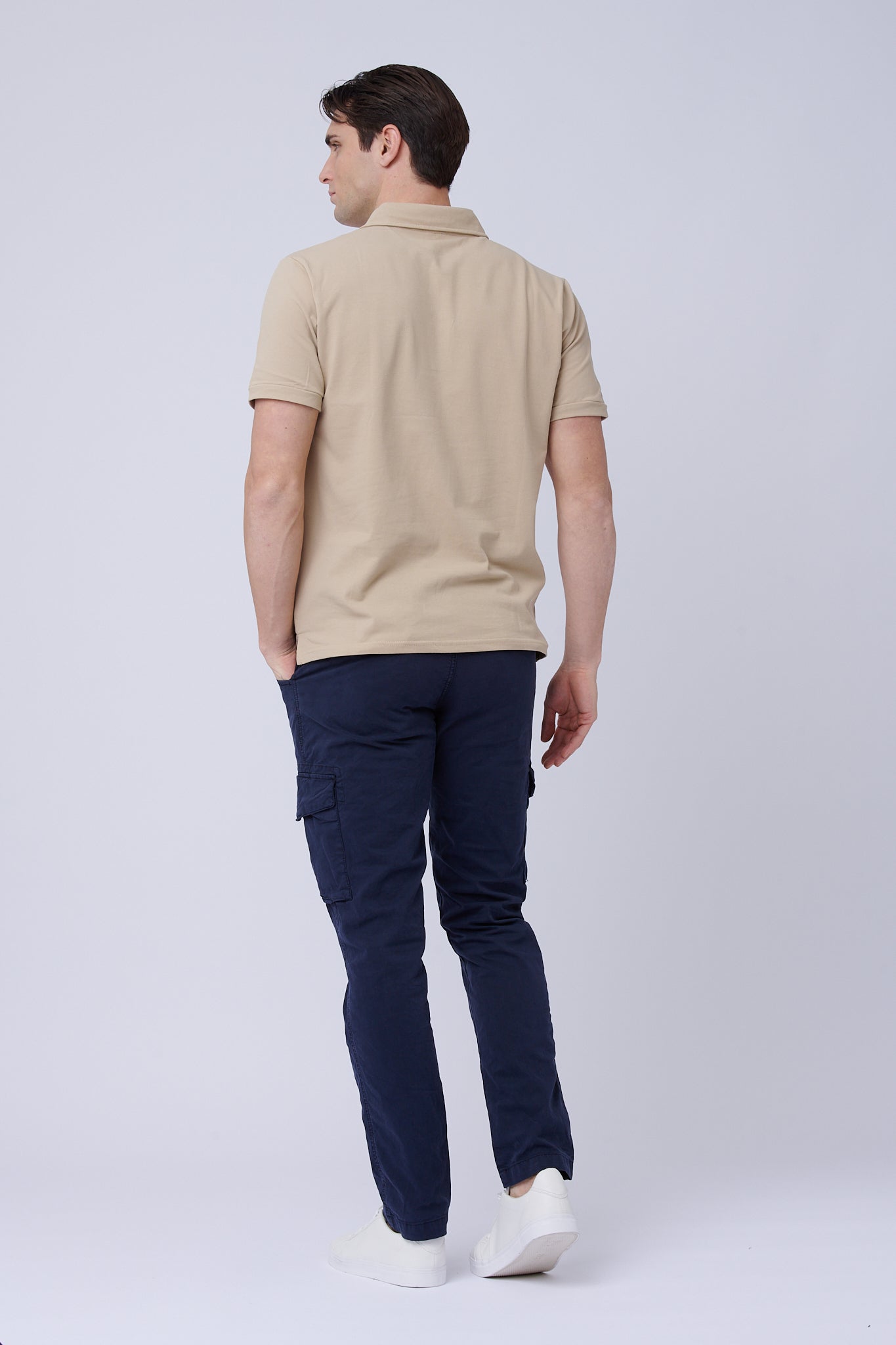 Piqué beige polo shirt
