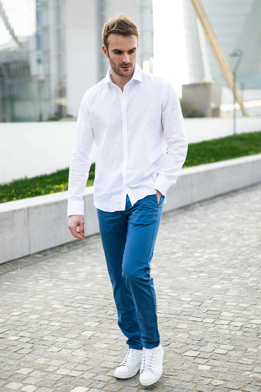 Pantalon Bleu Royal Fabriqué en Italie