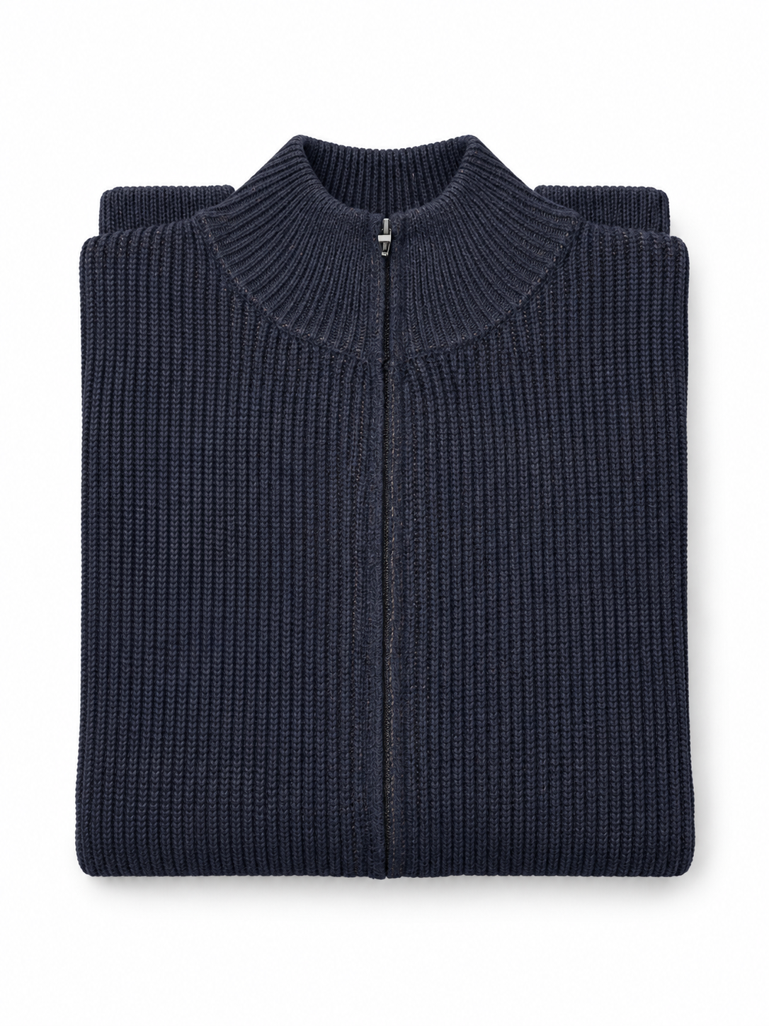 Blue Wool Blend Zip Sweater