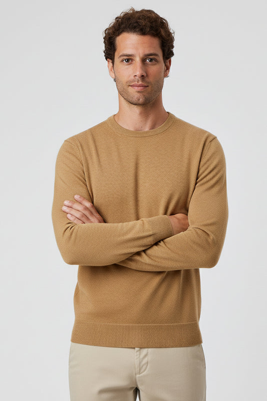 Girocollo Camel 100% Lana