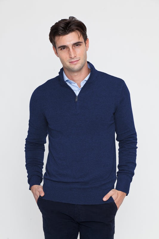 Maglione Mezza Zip Blue Royal