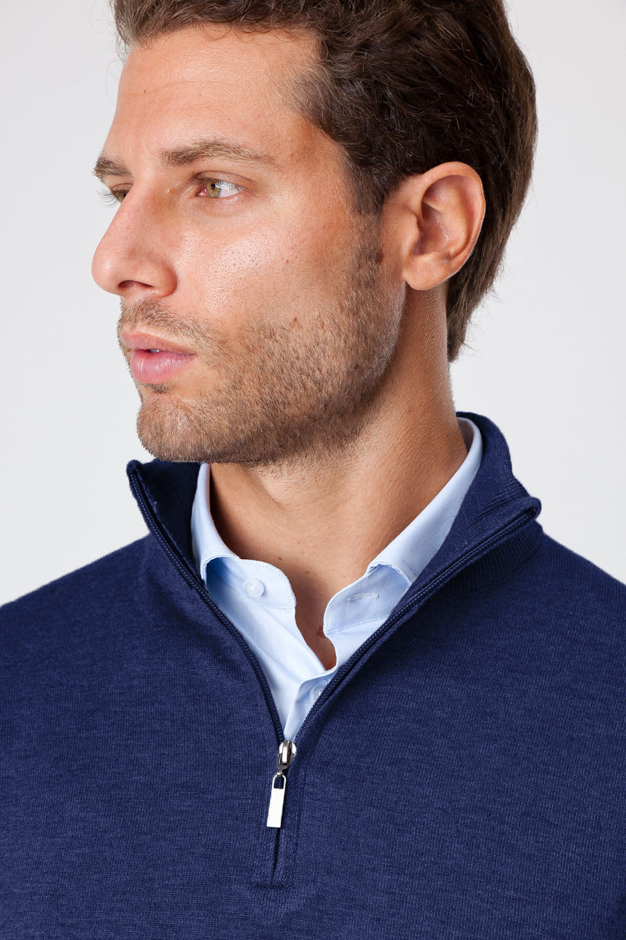Mezza Zip Blue Royal Cashmere & Merinos